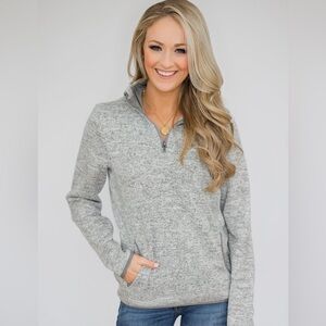 Thread and Supply Grey Quarter Zip Pullover
